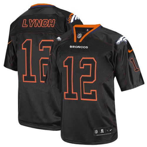 Nike Broncos #12 Paxton Lynch Lights Out Black Men's Stitched NFL Elite Jersey - Click Image to Close